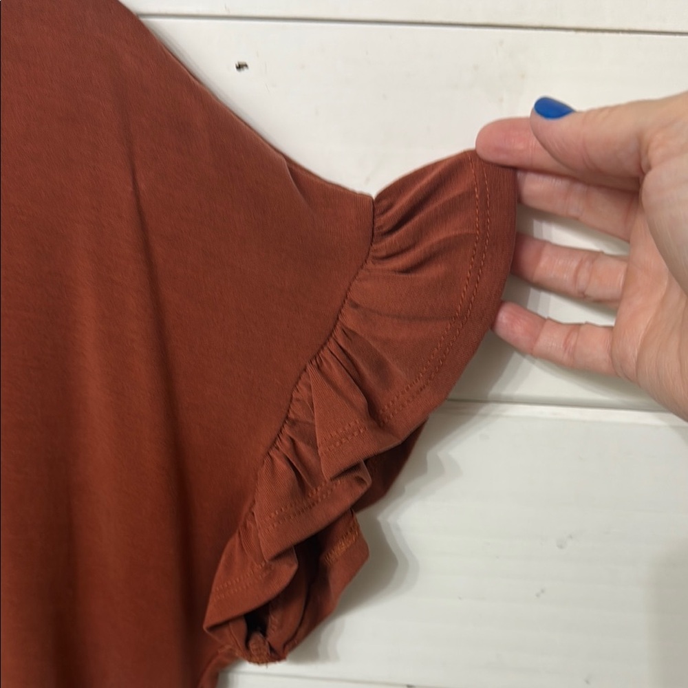 Brown Ruffle Sleeve Top - Picture 3 of 3